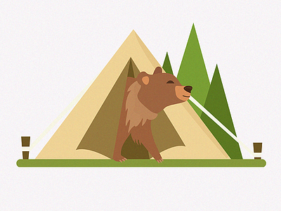 A Bear in the Camping animal bear camping design flat flatdesign graphic graphicdesign illustrator nature