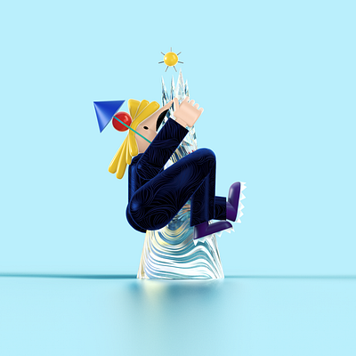 Letter "i" - ice climbing - 36 days of type 36days 36daysoftype 36daysoftype07 3d 3dillustration character ice letter modeling mountain redshift