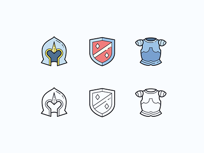 Hand Drawn icons: Armour armor design digital art game game art game design gaming gaming app graphic design helmet icon icon set icons icons8 knight outline shield strategy ui vector