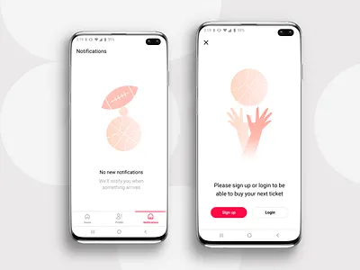 Empty state screens / Mobile app app application ball empty page empty state hands illustration ios iphone login mobile notifications placeholder signup sketch sport ui