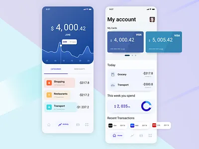Online bank App app bank card credit card design digital interface mobile mobile design mobile ui money transaction ui uidesign