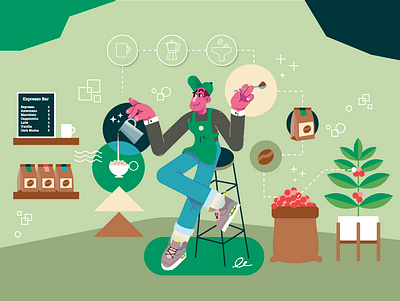 Be coffee ☕ character character design characters coffee coffee bag coffee cup coffee shop design expresso flat graphic graphic design graphics icons illustration ilustracion modern serving starbucks vector