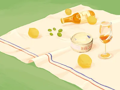 Spring illustration picnic spring stilllife