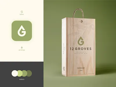 12 Groves - Brand identity Design box package brand brand identity branding design g letter identity designer illustration lettermark logo logo design logomark logotype designer luxury negative space olive oil packaging design smart mark typography visual id