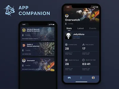 Battle.net app companion app app design battle.net blizzard flat game games interface interfaces mobile mobile ui prototype redesign ui ux
