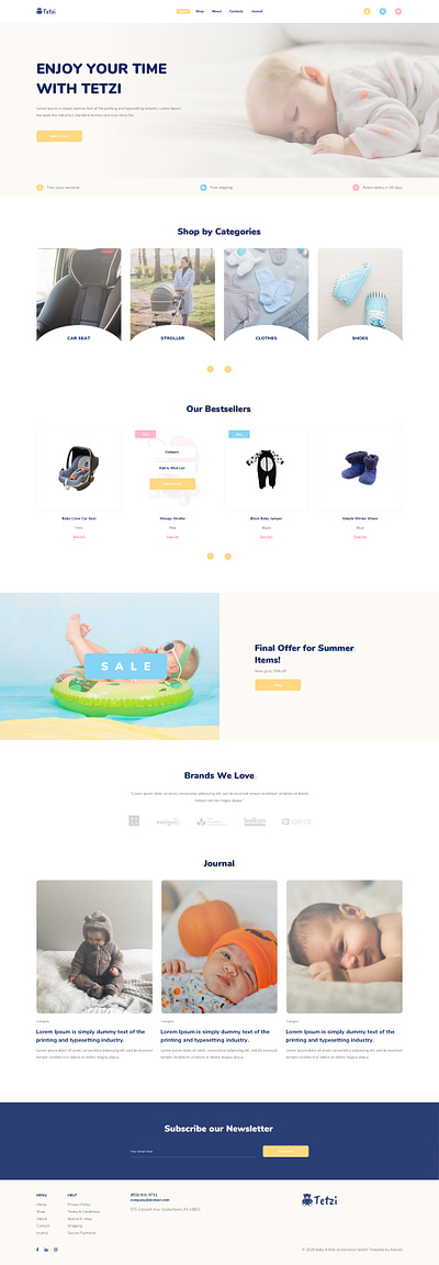 Tetzi - Baby & Kids eCommerce Sketch Template baby children children store clean creative design fashion kids craft market modern online shop shopping store woocommerce