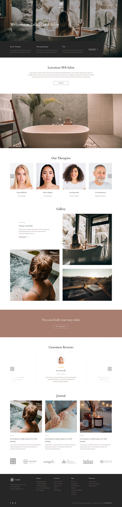 Relaxio - Spa Massage Salon Sketch Template beauty business clean cosmetic creative design free free figma free sketch life style makeup relax simple spa spa therapy ui ux wellness center