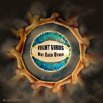 Fight Virus Not Each other art coronavirus digital art epidemic humanity illustration illustration art illustrator pandemic quotes unity virus