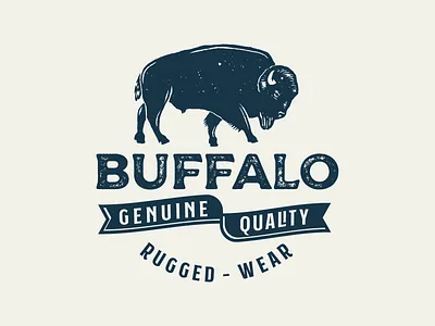 buffalo american badge buffalo classic design illustration logo rugged