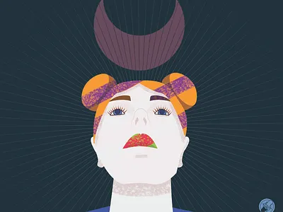 Power and the moon 2d 2d art adobe ilustrator art blue character design designpill ginger graphic illustration moon vector womens day