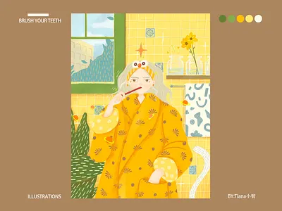 brush your teeth illustration typography