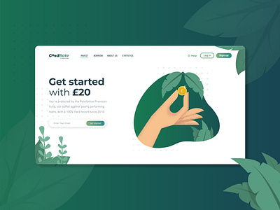 Investment Landing Page Vector Illustration adobe illustrator business cta debut finance fintech flat illustration hand header landing page landing page design landing page illustration money tree ui design vector art vector illustration website design