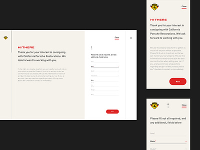 CPR – Consignment flow california car classic car dark ui dealership desktop exotic flow interior page mobile mobile responsive porsche process step by step ui ux visual design web design wireframes