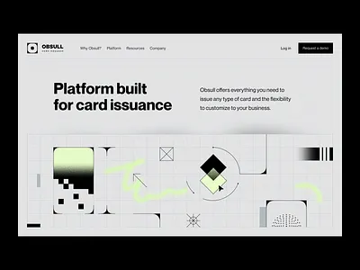 Obsull. Card issuance. Homepage branding card issuance financial service fintech hero section homepage illustration product design saas saas design visual identity