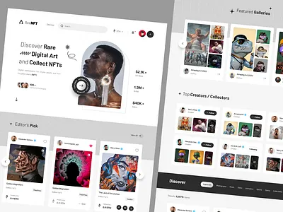 NFT Website Landing Page-Light 🔥🤘 design eth header landing landingpage light nft trend ui uidesign uiux userinterface web webdesign website