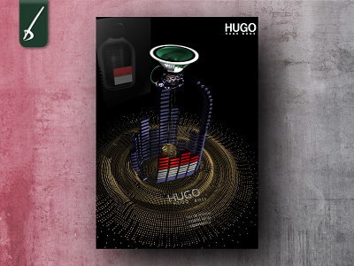 Hugocreate Round 16 - Motion of sound 2010 3d billboard billboard design blender blender 3d blender3d branding challenge contest equalizer fragrance hugo boss hugo man hugocreate marketing marketing campaign poster speaker waves