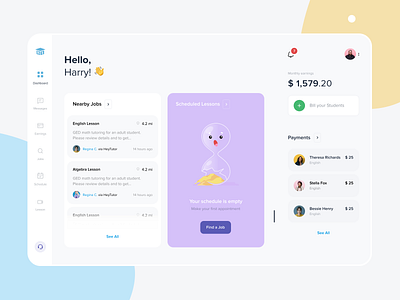 Personal Online Education Platform app course cuberto dashboard education graphics icons illustration interface job lesson student tutor ui ux web