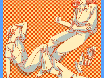 Picnic character color digital art drawing editorial illustration girls illustration lgbtq lighting pattern picnic primary colors procreate