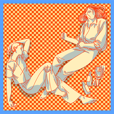 Picnic character color digital art drawing editorial illustration girls illustration lgbtq lighting pattern picnic primary colors procreate