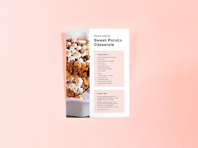 Sweet Potato Casserole Recipe Card art clean design editorial design editorial layout food graphic design layout letter lettering minimal recipe typography