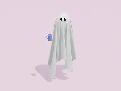 Tired Ghost 3d 3d artwork 3dart blender blender3d coffee ghost