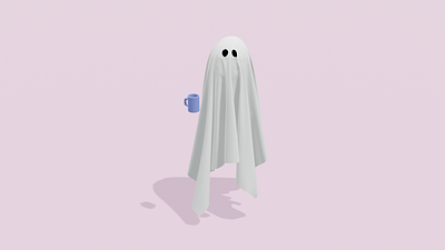 Tired Ghost 3d 3d artwork 3dart blender blender3d coffee ghost