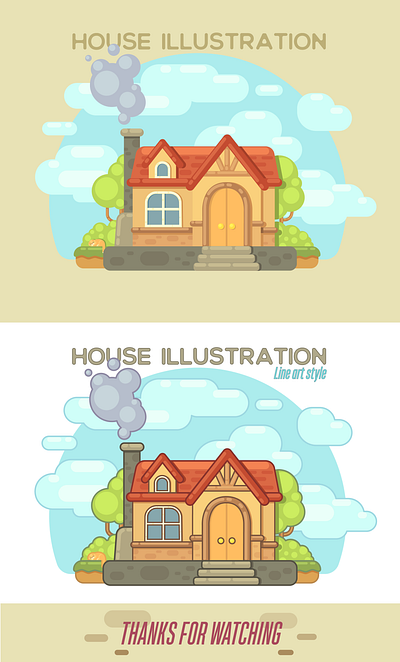 Simple illustration of house adobe illustrator anry art artist cat design doors flat flat illustration flatdesign home house illustration art illustrator roof sky vector vectorartist windows