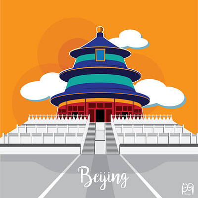 Temple of Heaven design flat illustration vector