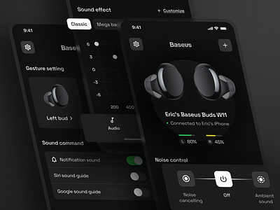Baseus TWS Earbud App airpods bluetooth connect dark mode earbud earphone tws