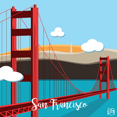 Golden Gate Bridge design illustration vector