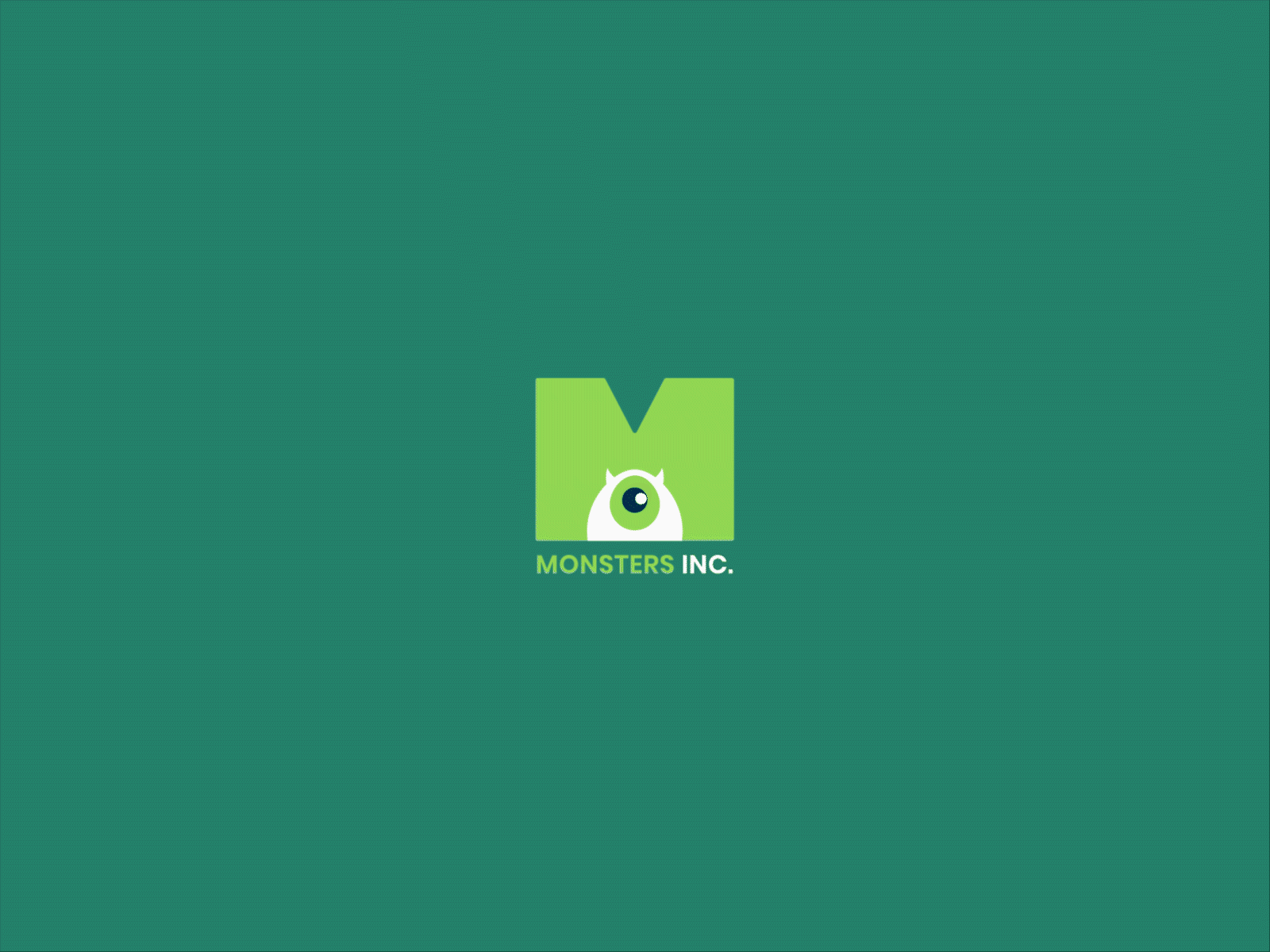 Monster Inc. logo animation concept design gif green icon illustration logo minimal monsters monsters inc ui ux xd