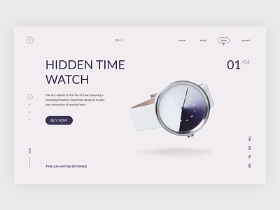 Hidden time watch gradient homepage main page minimal ui ux violet watch web design