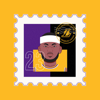 LeBron James Postage Stamp design illustration illustrator lakers lebron lebronjames nba postage postage stamp