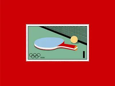 Ping Pong Olympics Stamp art branding design green illustration illustrator olympics ping pong print red sports stamps table tennis typography vector