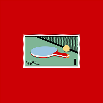 Ping Pong Olympics Stamp art branding design green illustration illustrator olympics ping pong print red sports stamps table tennis typography vector