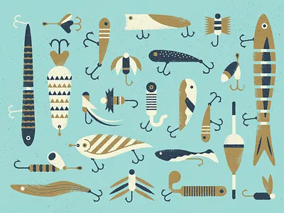 Fishy fishing illustration lures texture