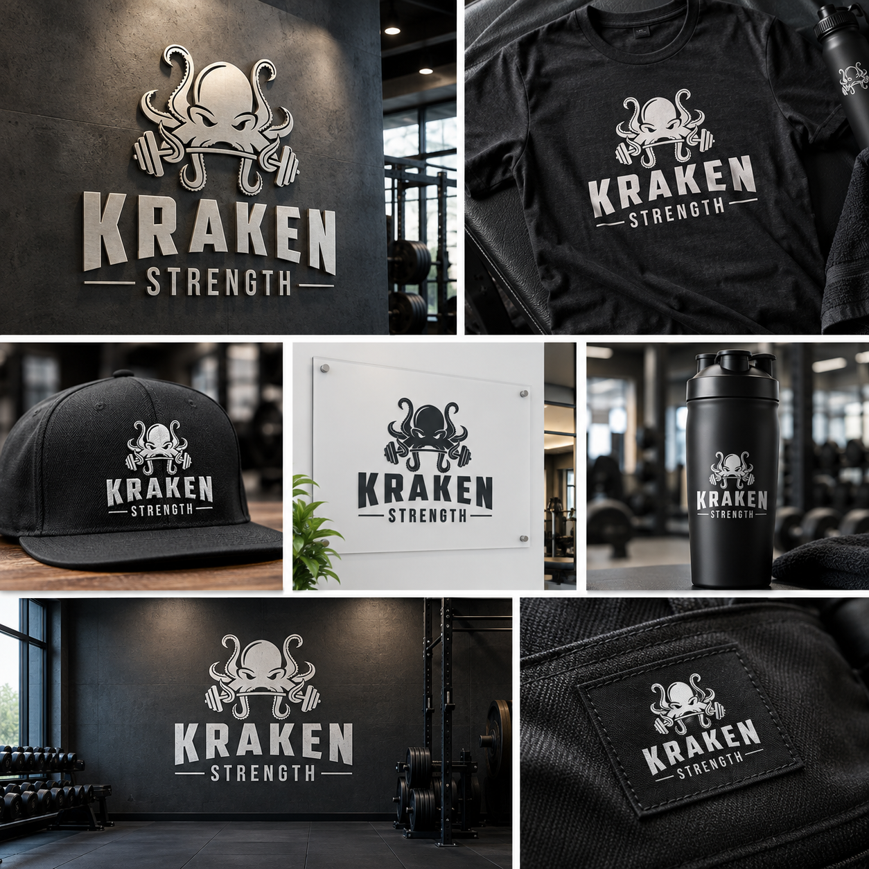 Kraken gym logo brand identity brand identity design branding flat flat logo design graphicdesign gym gym branding gym logo icon icon design kraken logo logodesign monochrome logo octopus logo vector