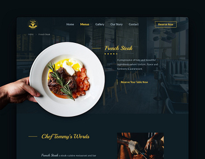 Steak House restaurant website UI design dark ui minimal restaurant simple steak steakhouse ui user interface ux visual design web design website