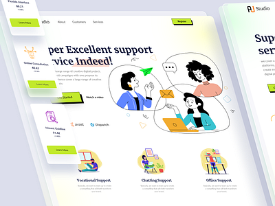 Support Service Firm Web Page communication contact center crowdfunding customer service digital agency homepage illustration interface landing page support web design website website design