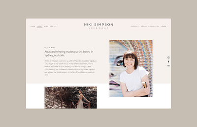 Niki Simpson About Page branding design icon identity logo luxury mockup natural squarespace typography web design website website design