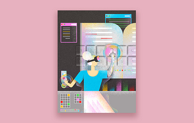 Writing the Future character character art character concept characterdesign color design flat future illustration technology texture typing vector writing