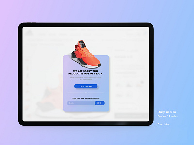 Daily UI #016 - Pop-Up / Overlay app appdesign dailyui dailyui016 dailyuichallenge design gradient interfacedesign ui uidesign xd