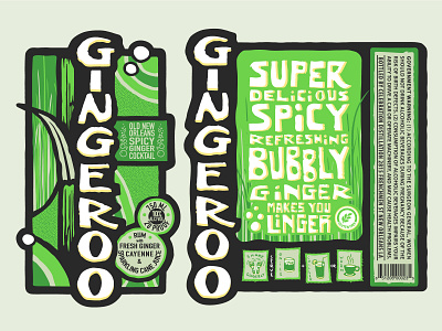 Gingeroo Label ginger grass label labeldesign leaf new orleans rum spicy