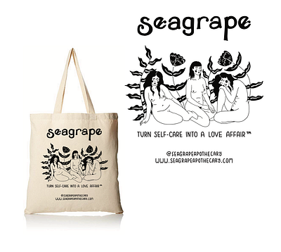 Seagrape Tote Bag by Emily Small adobe illustrator body positive calligraphy calligraphy artist design drawing feminism hand drawn hand drawn type handlettered handlettering illustration illustrator logo merchandise merchandise design product design production vector women