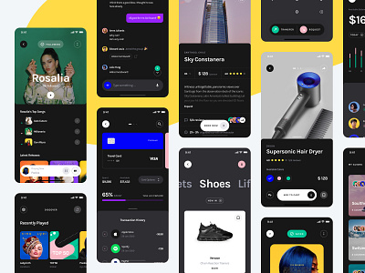 Yle Starter UI Kit - Dark Screens app design interface mobile ui ui kit ui8 user experience user interface ux