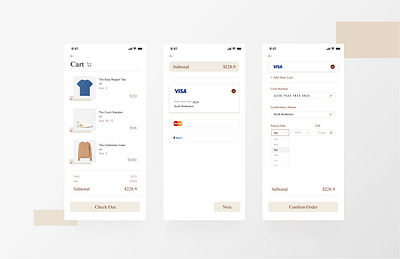 Checkout Page adobe xd app checkout checkout page daily ui dailyui design earth tones earthy illustration minimal minimalist shopping app shopping cart ui ux