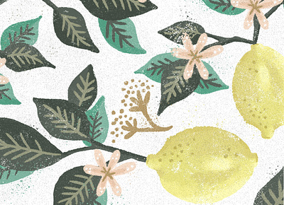 Lemons design flowers illustration leaves lemons