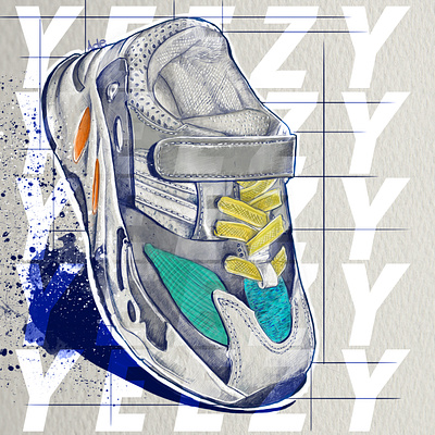 Yeezy Kid branding design designs drawing illustration illustrator nike painting streetwear watercolor