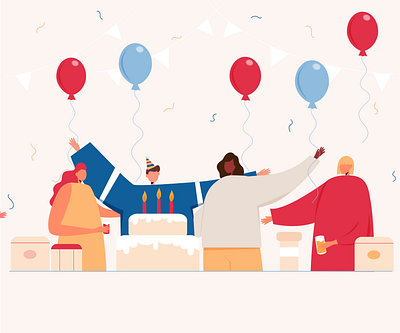 Party birthday design flat illustration illustration party people