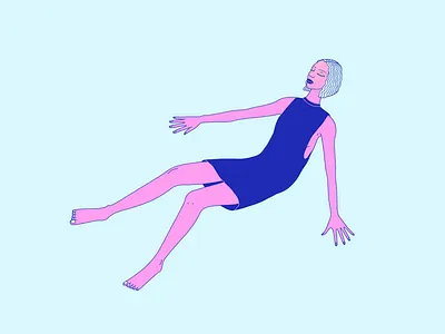 femme blue female feminine floating illustration minimal sleep sleepy soft woman